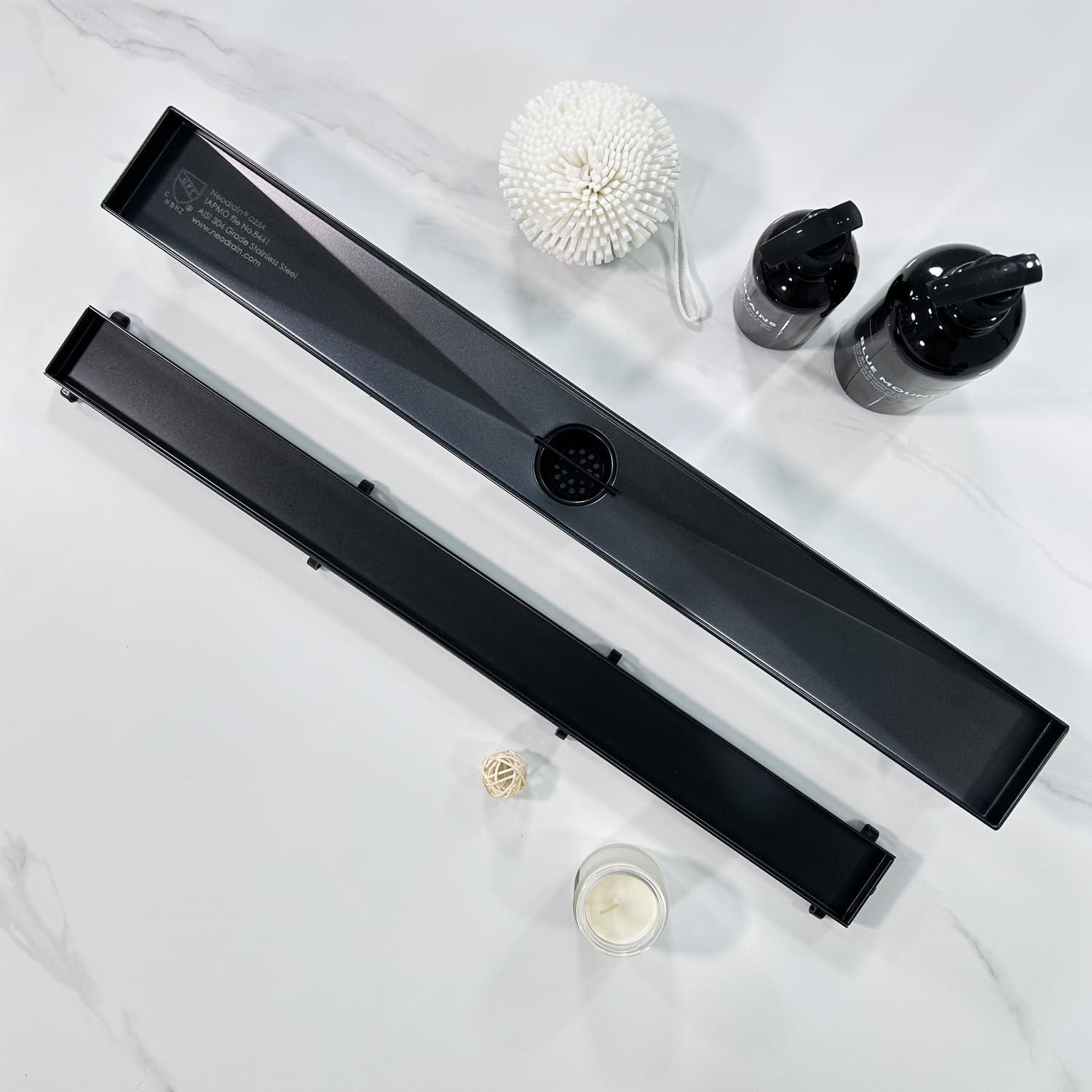 Drenaje Lineal de Ducha Neodrain 61 cm Negro Acero Inoxidable