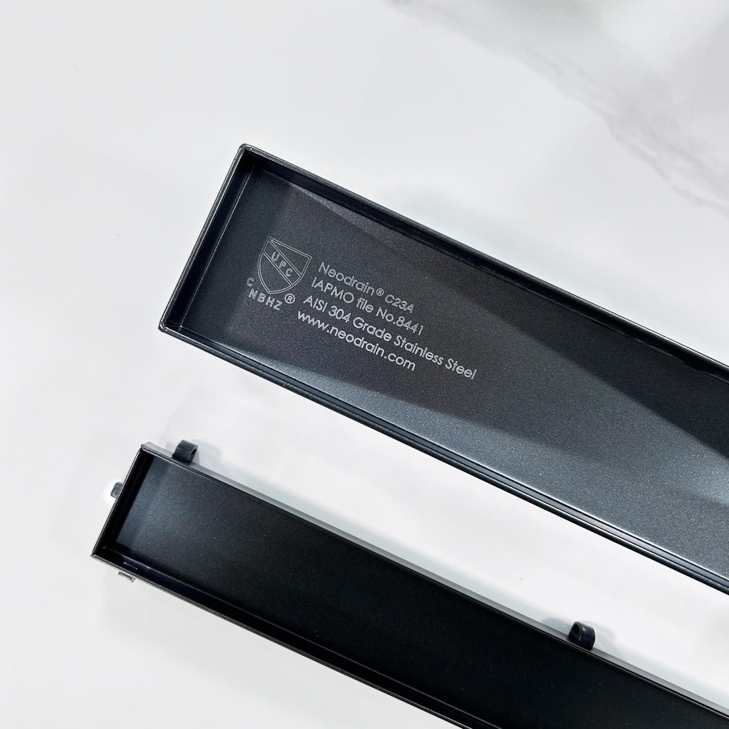 Drenaje Lineal de Ducha Neodrain 61 cm Negro Acero Inoxidable