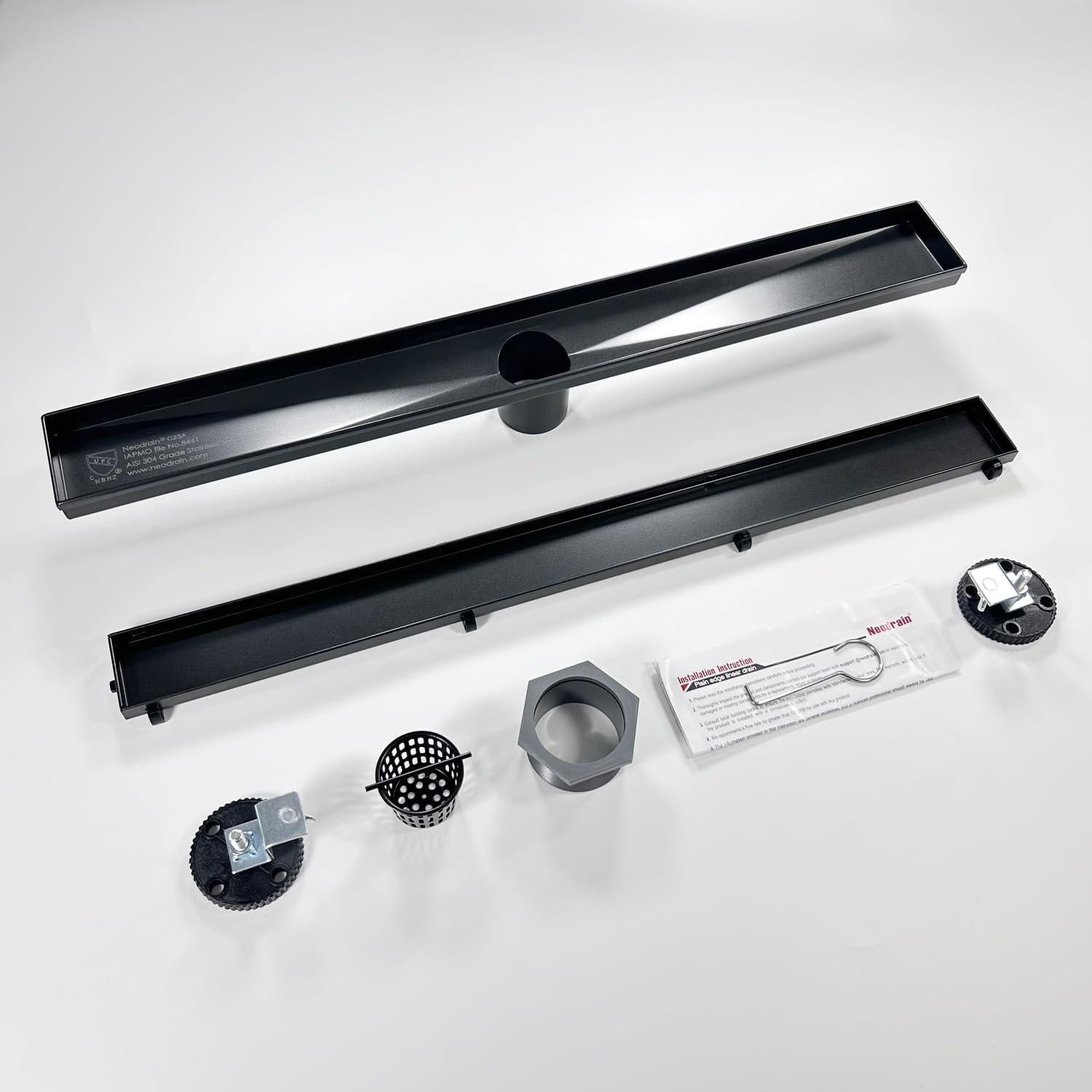 Drenaje Lineal de Ducha Neodrain 61 cm Negro Acero Inoxidable