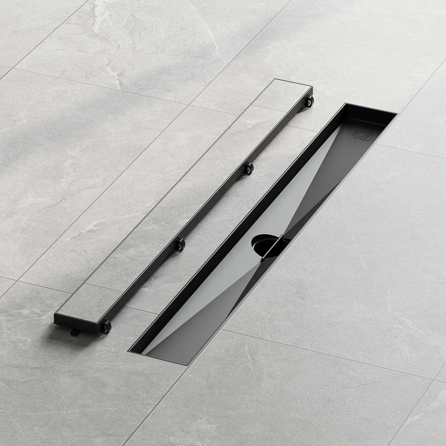 Drenaje Lineal de Ducha Neodrain 61 cm Negro Acero Inoxidable