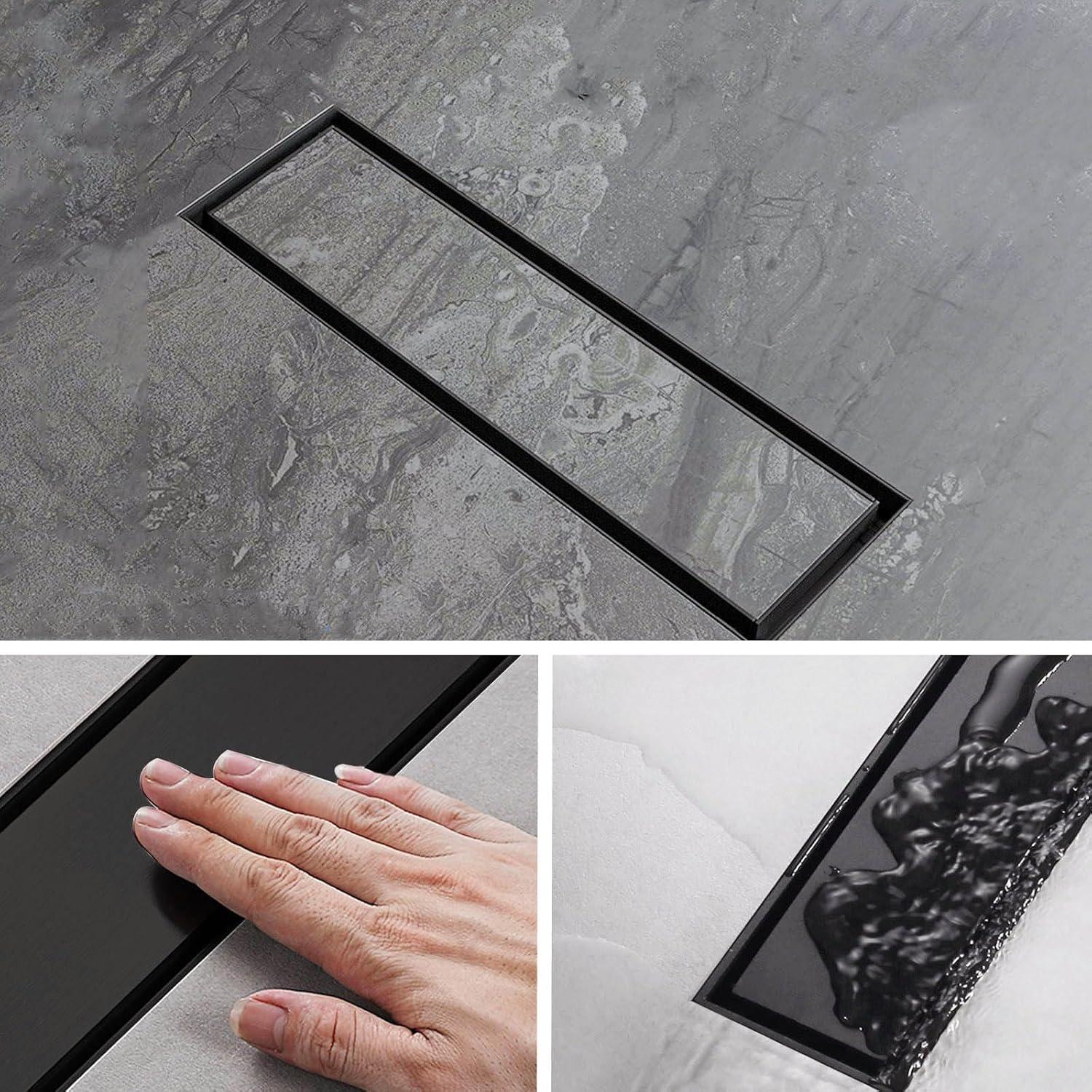 Desagüe de Ducha Lineal Fibetter 30.48 cm Negro Acero Inoxidable