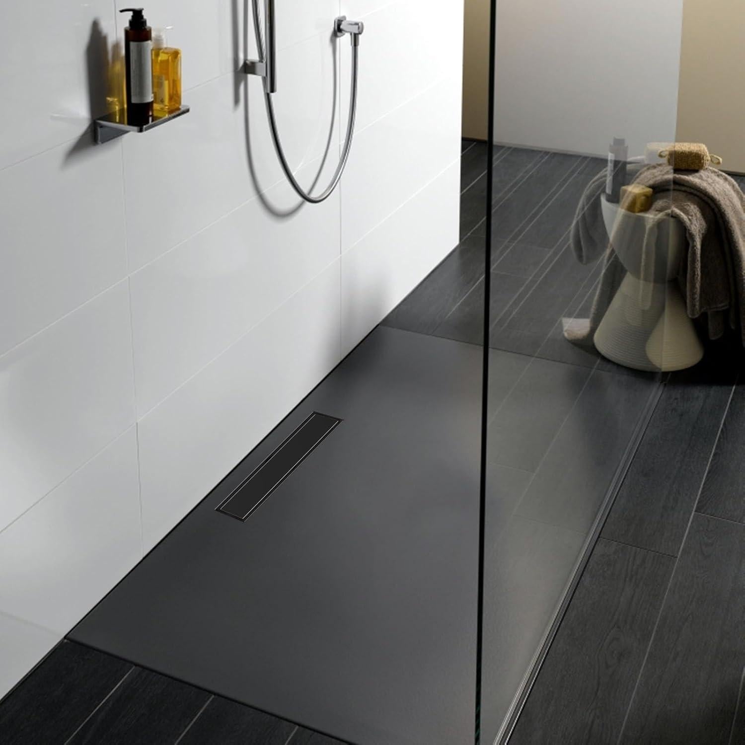 Desagüe de Ducha Lineal Fibetter 30.48 cm Negro Acero Inoxidable