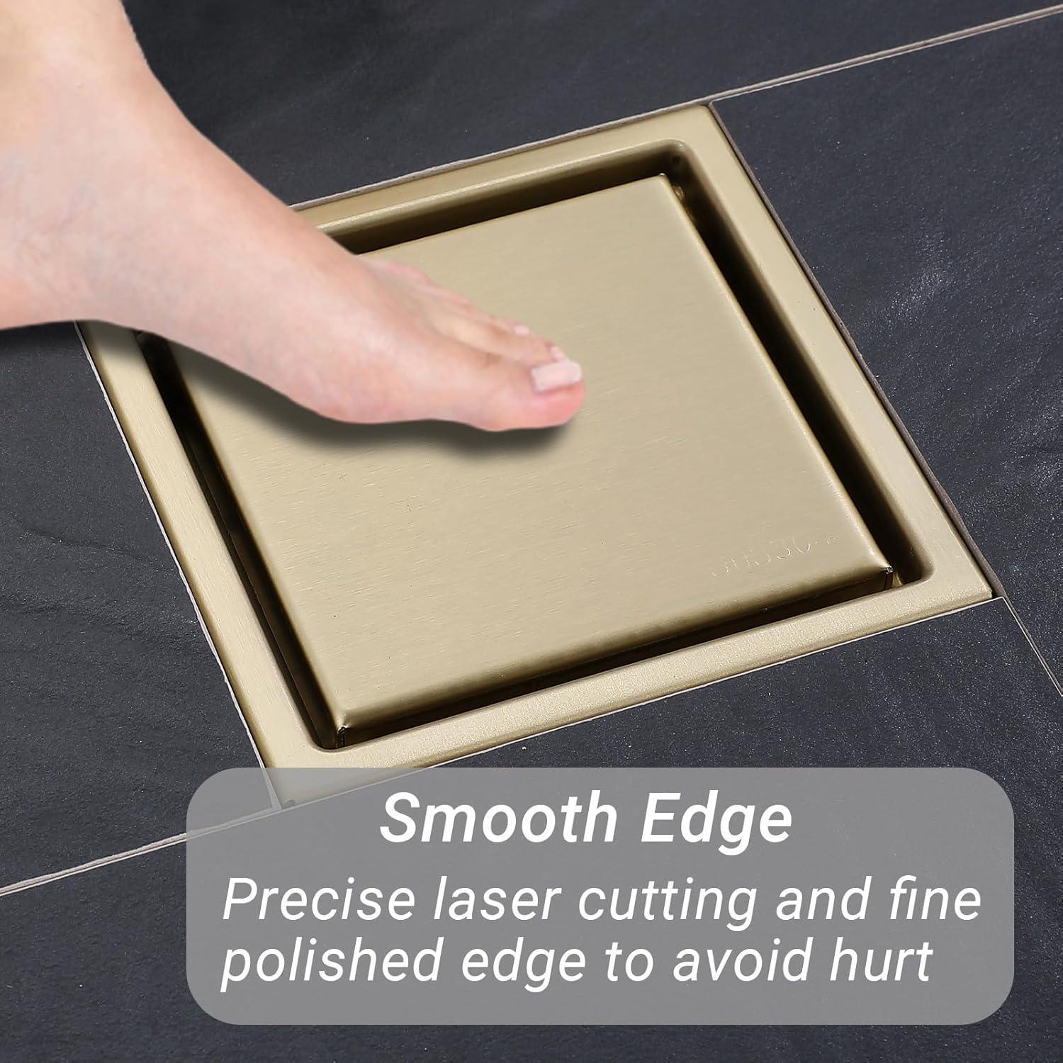 Desagüe de Ducha Cuadrado TRJIKAG 10 cm Acero Inoxidable Oro