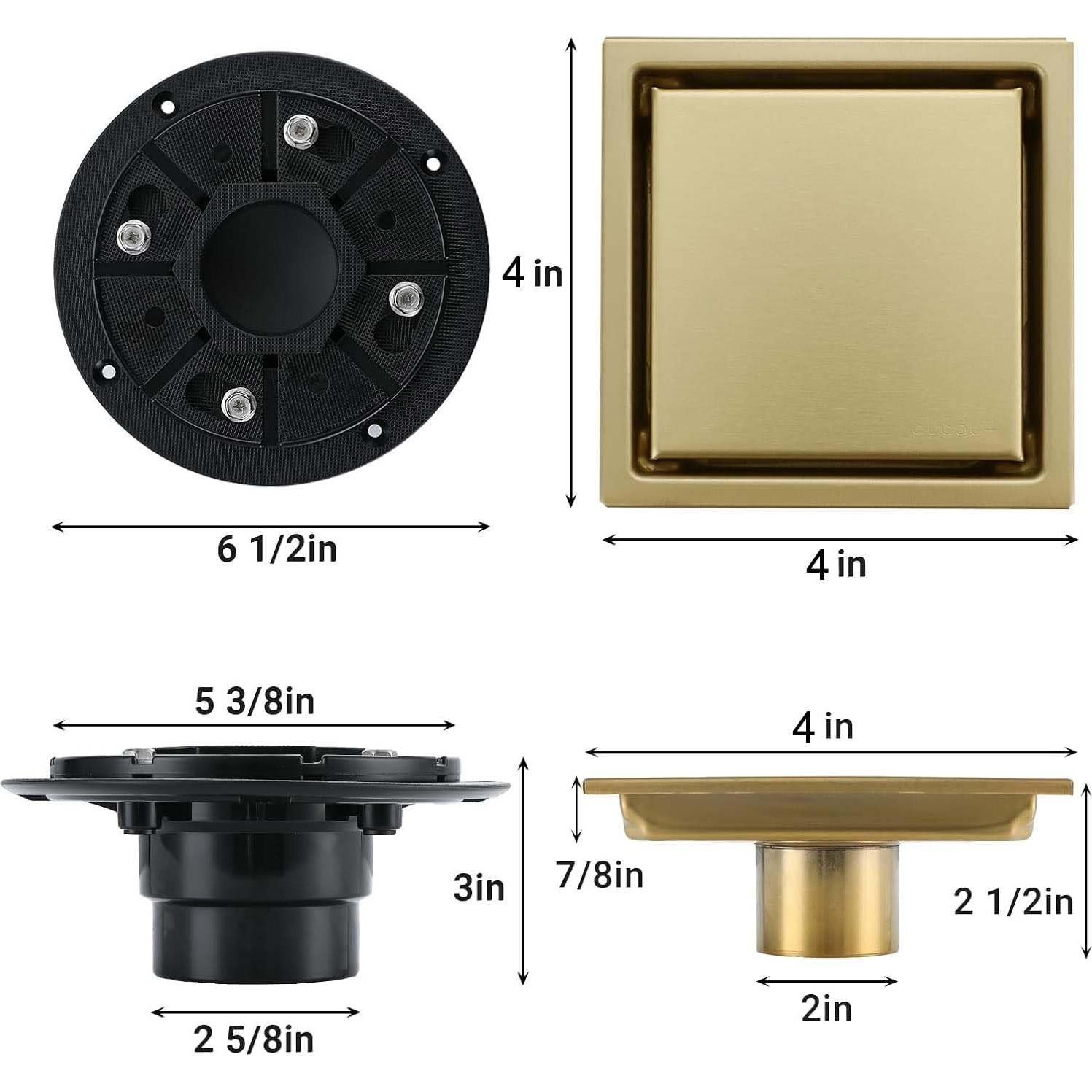 Desagüe de Ducha Cuadrado TRJIKAG 10 cm Acero Inoxidable Oro