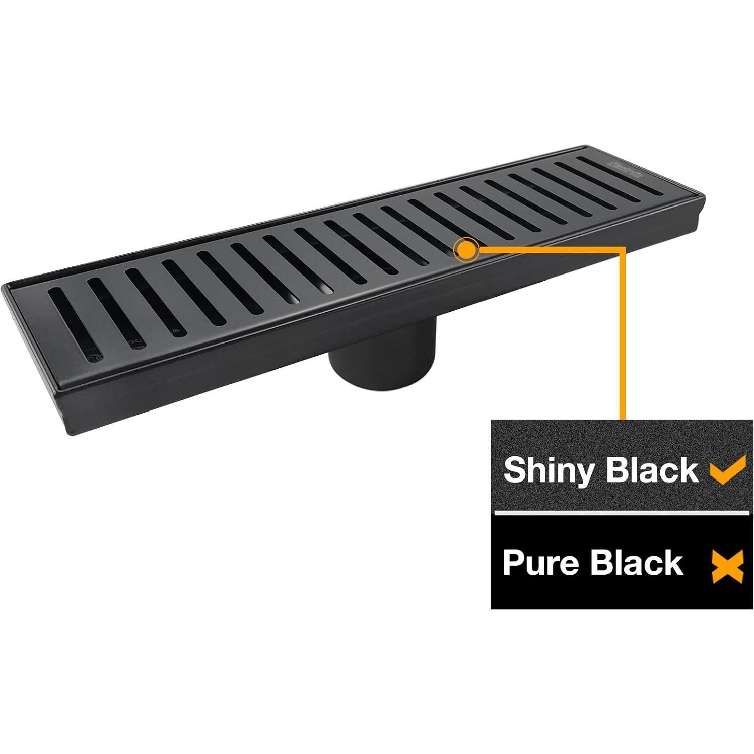 Desagüe Lineal Neodrain 12" Negro Mate con Rejilla Removible