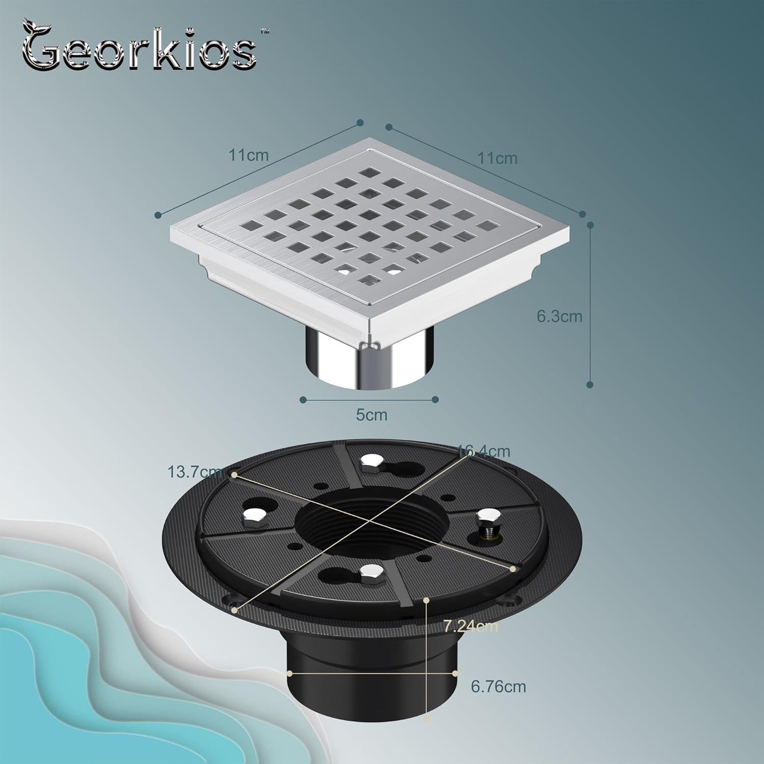 Desagüe Cuadrado 10.16 cm Georkios Acero Inoxidable SUS304