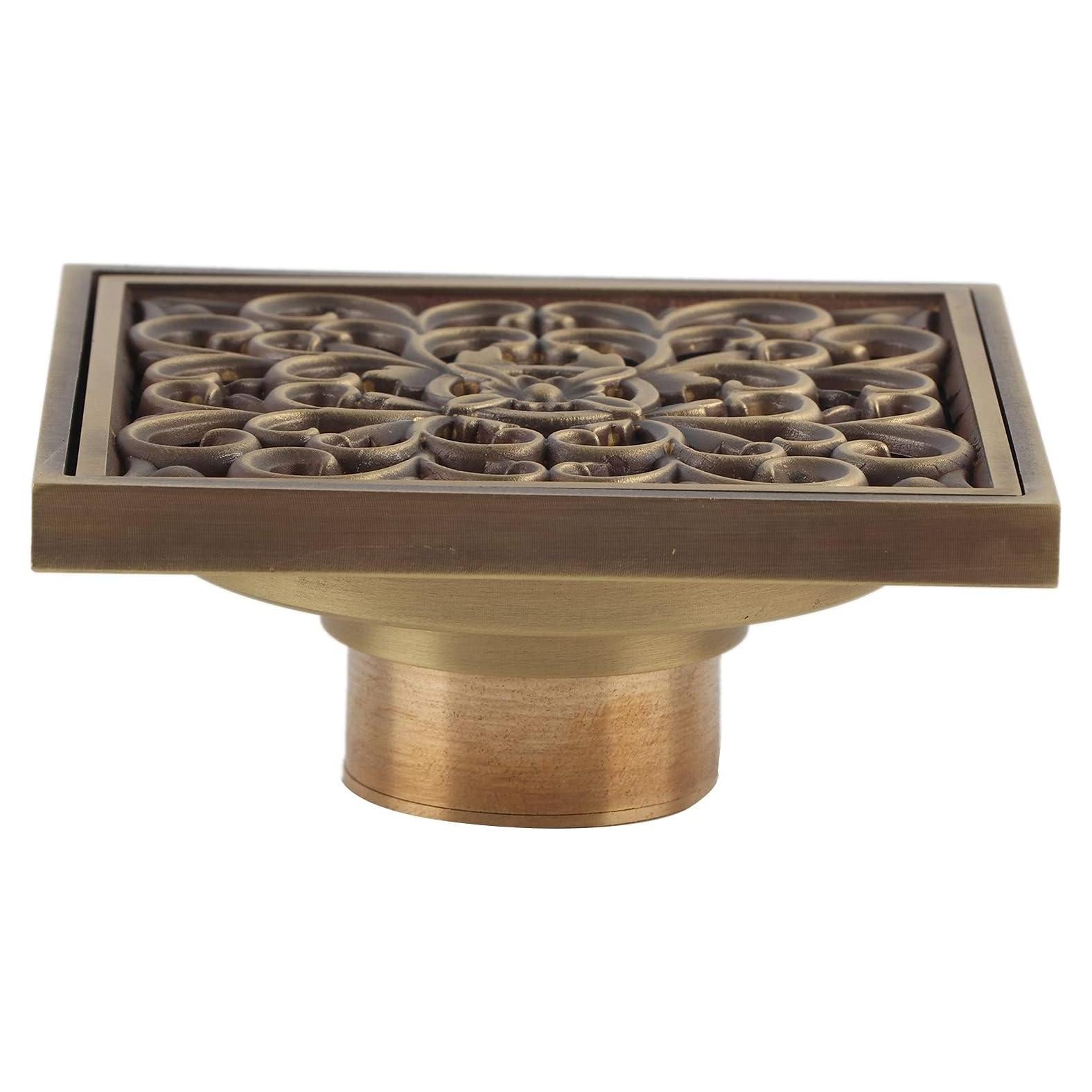 Desagüe de Ducha Cuadrado Tomotato 10x10cm Latón Antiguo