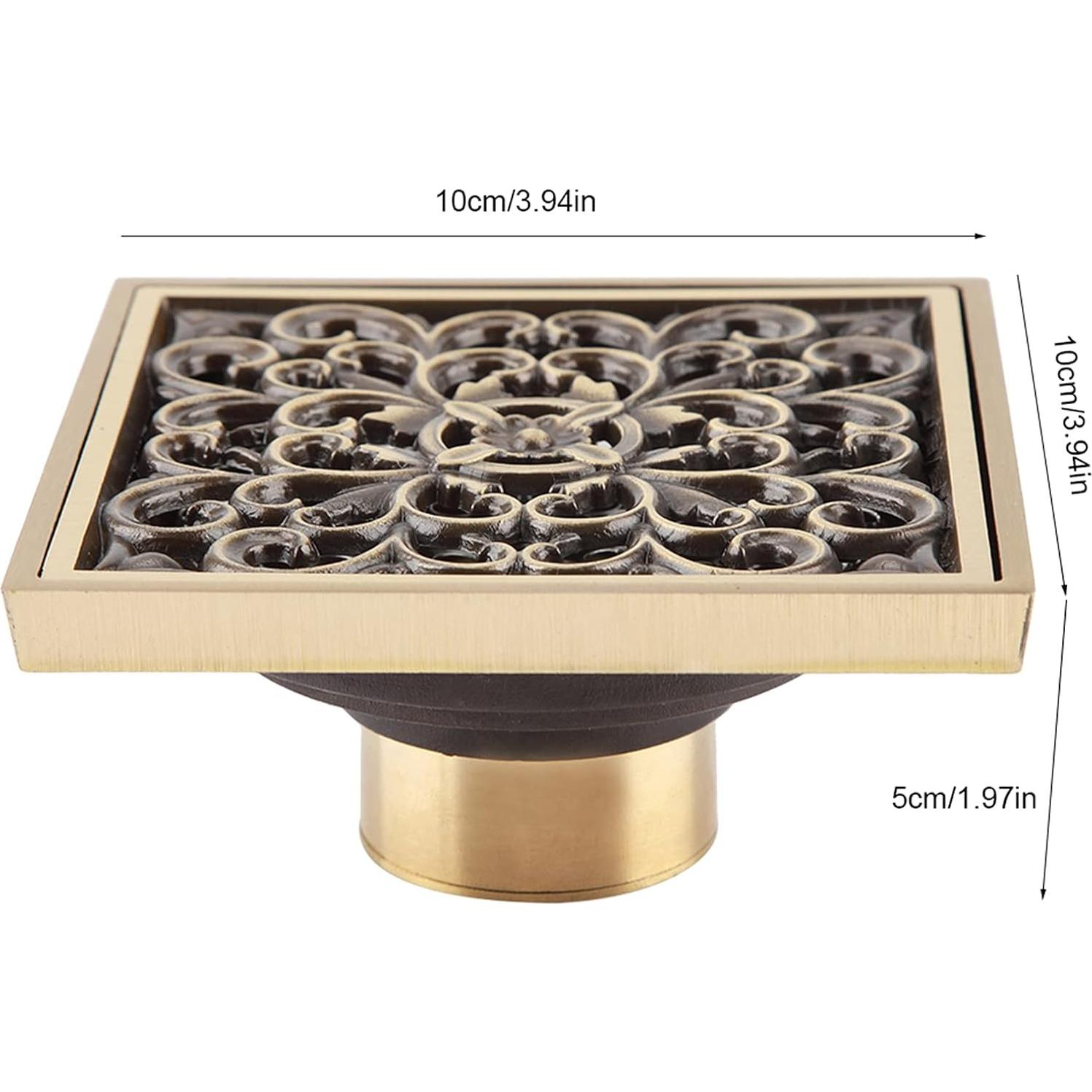 Desagüe de Ducha Cuadrado Tomotato 10x10cm Latón Antiguo