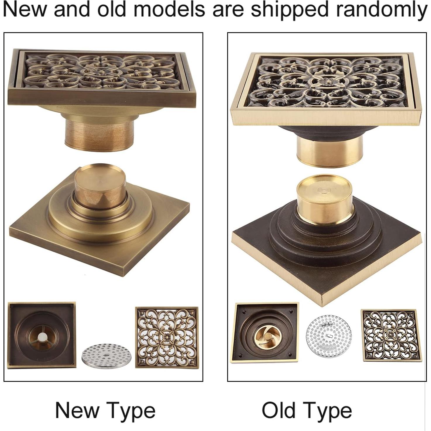 Desagüe de Ducha Cuadrado Tomotato 10x10cm Latón Antiguo