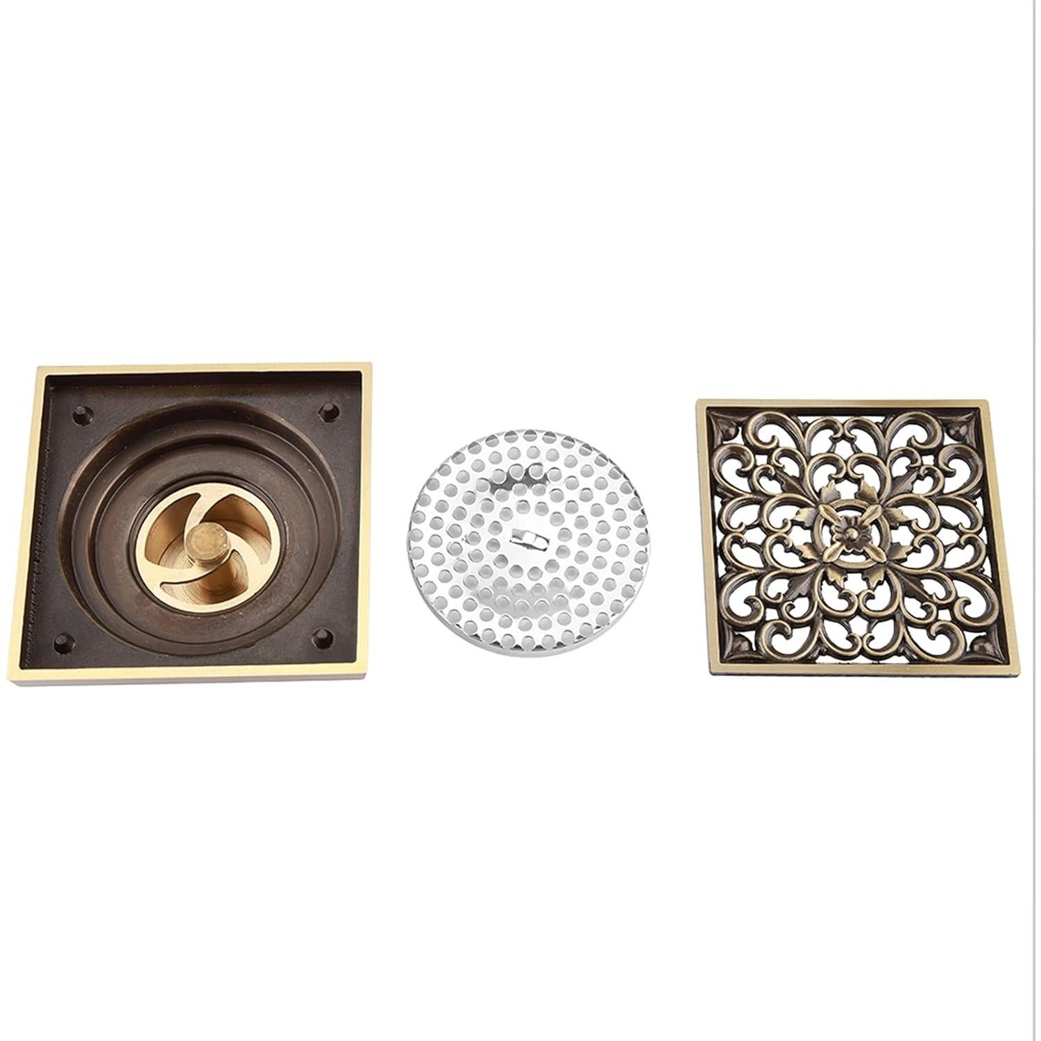 Desagüe de Ducha Cuadrado Tomotato 10x10cm Latón Antiguo