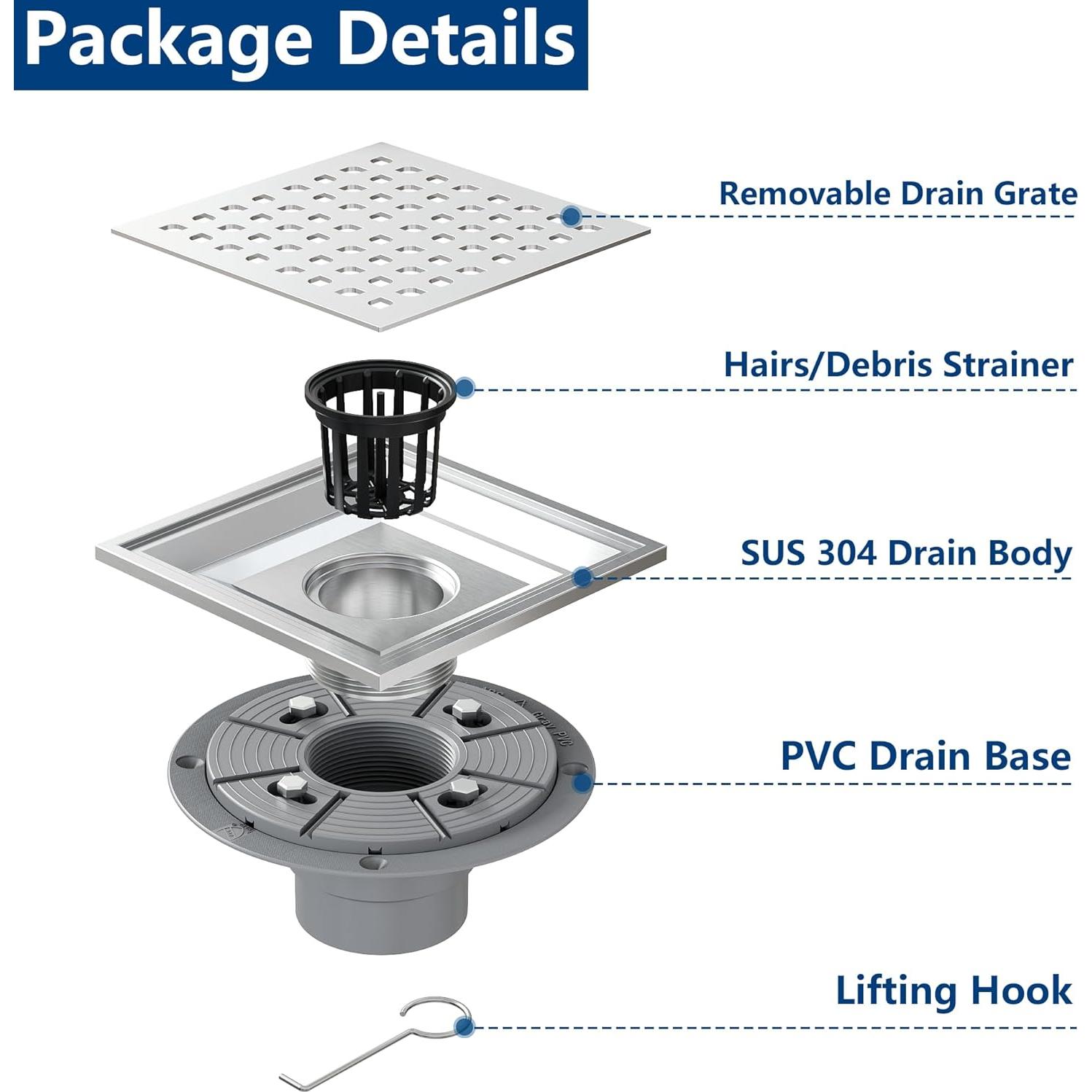 Desagüe de Ducha Cuadrado Neodrain 15.24 cm Acero Inoxidable