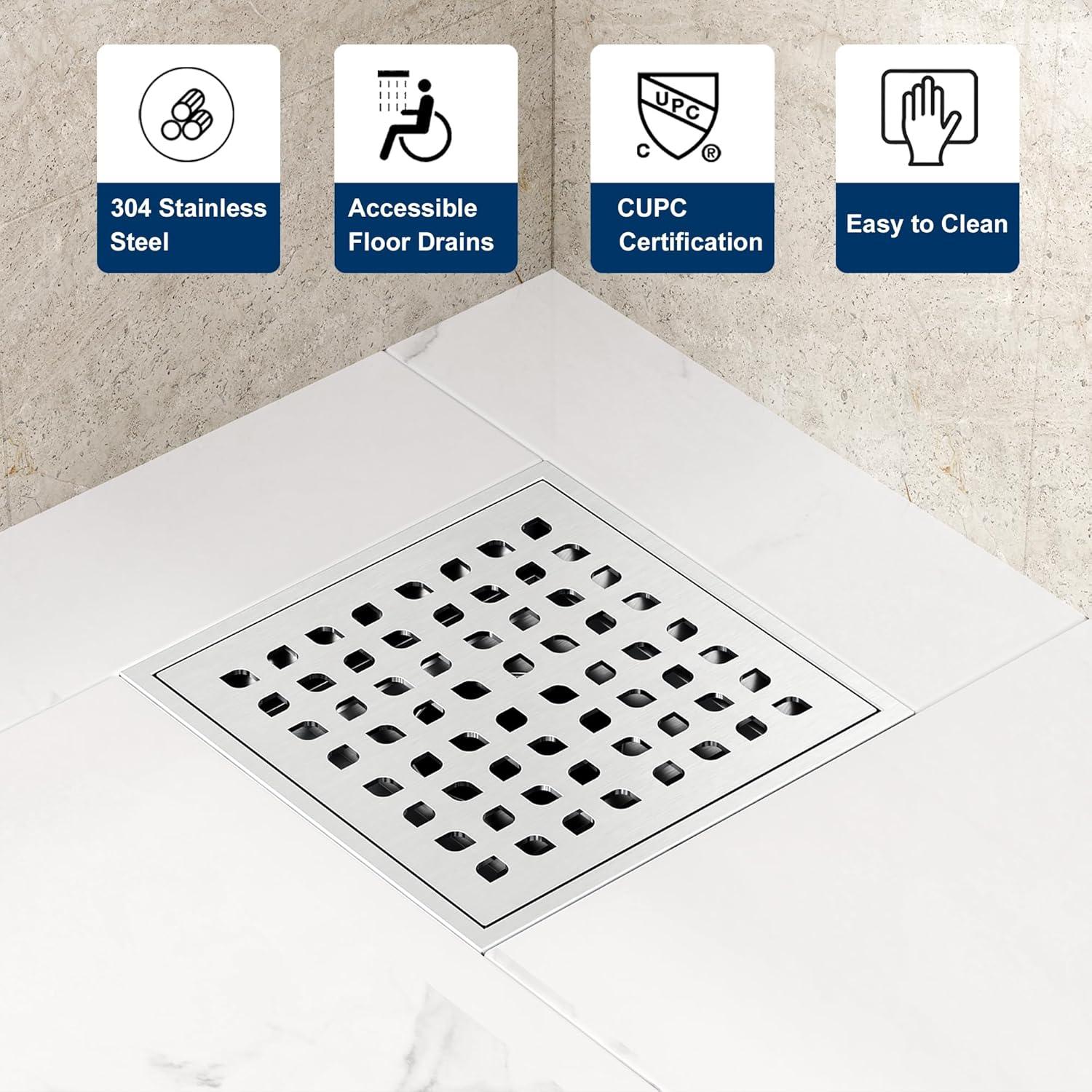 Desagüe de Ducha Cuadrado Neodrain 15.24 cm Acero Inoxidable