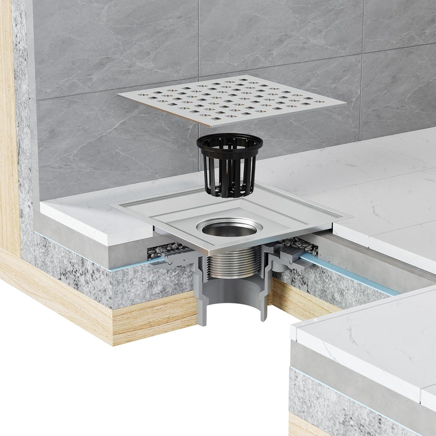 Desagüe de Ducha Cuadrado Neodrain 15.24 cm Acero Inoxidable