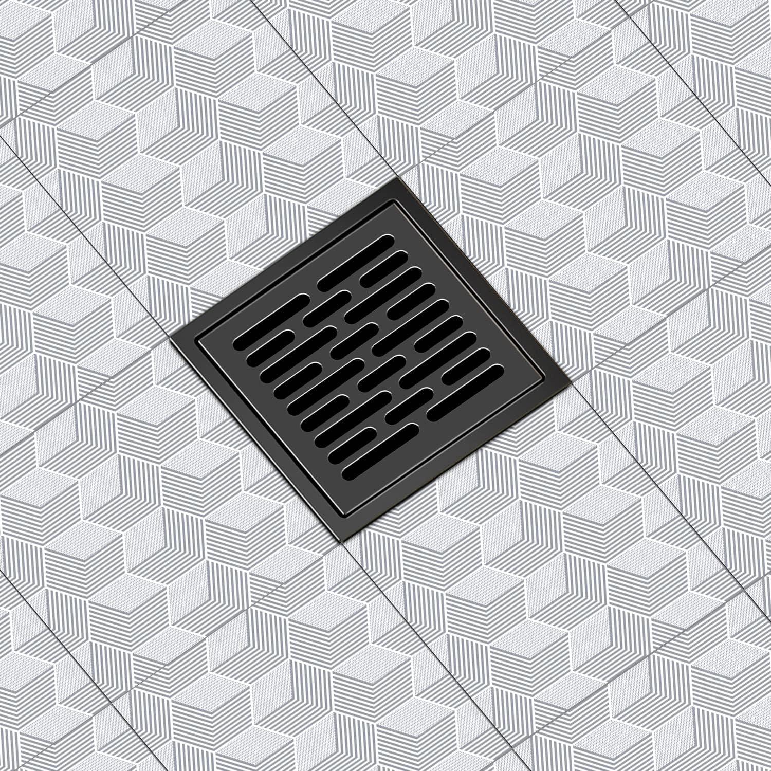 Desagüe de Ducha Cuadrado EXF 15.24x15.24cm Negro Mate