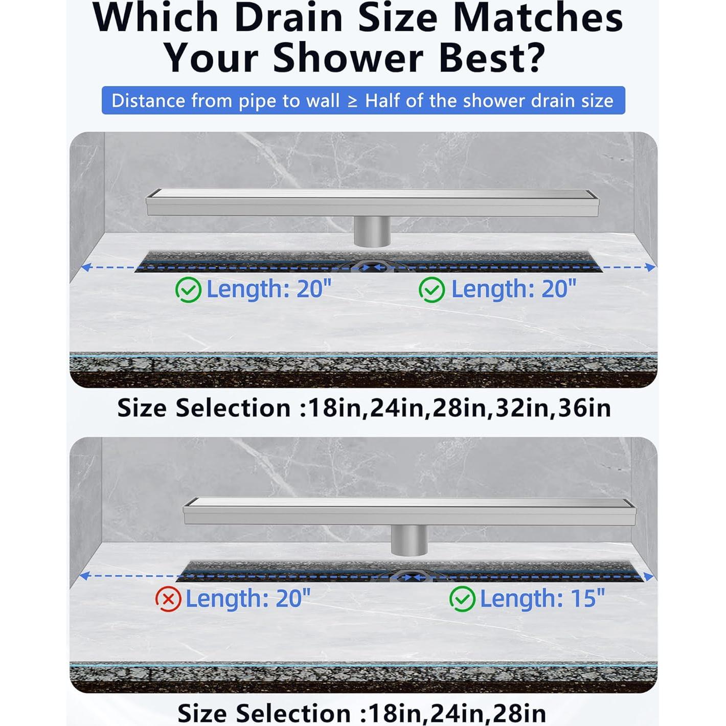 Desagüe Lineal YEFU 24" Acero Inoxidable 304 Antibloqueo