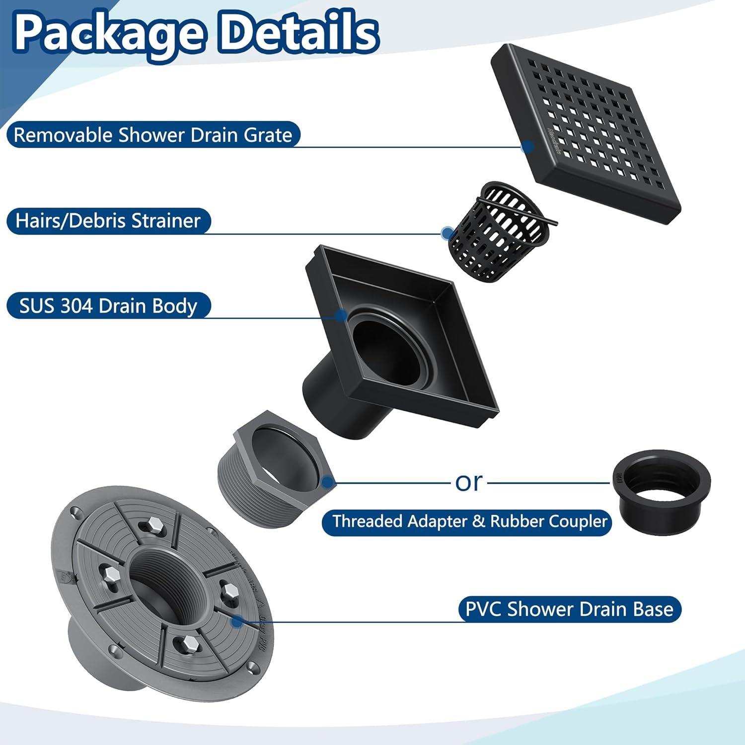 Desagüe Cuadrado Neodrain 10 cm Acero Inoxidable Negro Mate