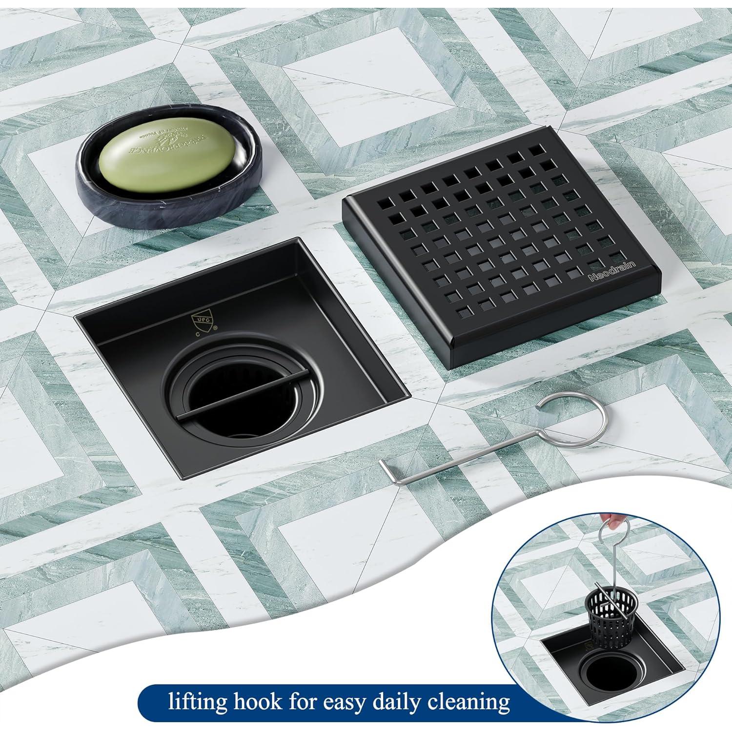 Desagüe Cuadrado Neodrain 10 cm Acero Inoxidable Negro Mate