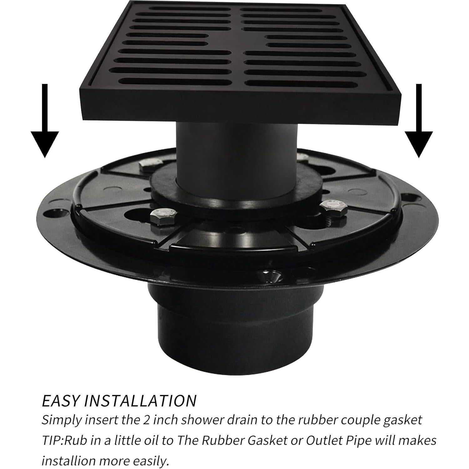 Desagüe de Piso PHASAT Cuadrado 10 cm Latón Negro Mate