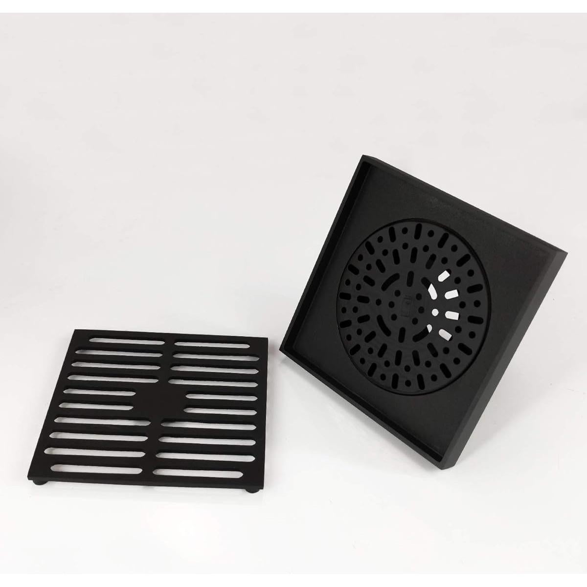 Desagüe de Piso PHASAT Cuadrado 10 cm Latón Negro Mate