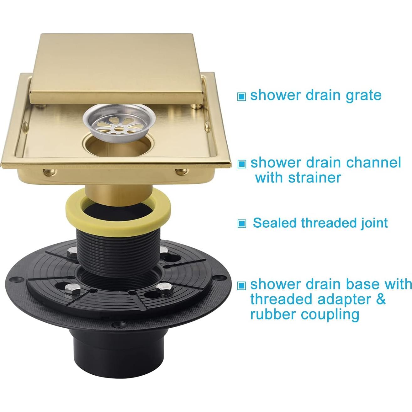 Desagüe Cuadrado SISEHO 15.2 cm Acero Inoxidable Ajustable
