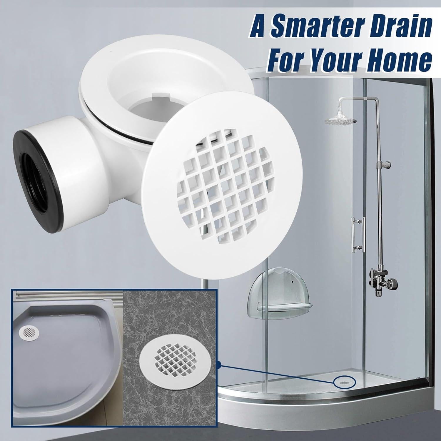 Desagüe de Ducha TUOSTPY 1-1/2" (3.81 cm) Blanco Bajo Perfil