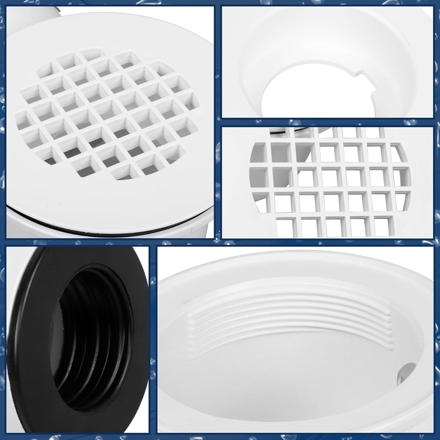 Desagüe de Ducha TUOSTPY 1-1/2" (3.81 cm) Blanco Bajo Perfil