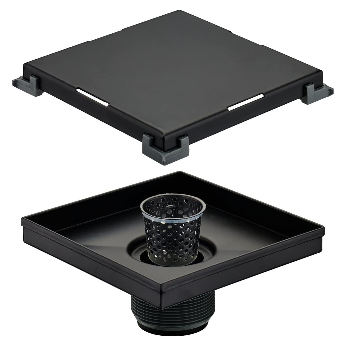 Desagüe de Ducha Cuadrado HIDROP 15.24 cm Acero Inoxidable Negro Mate