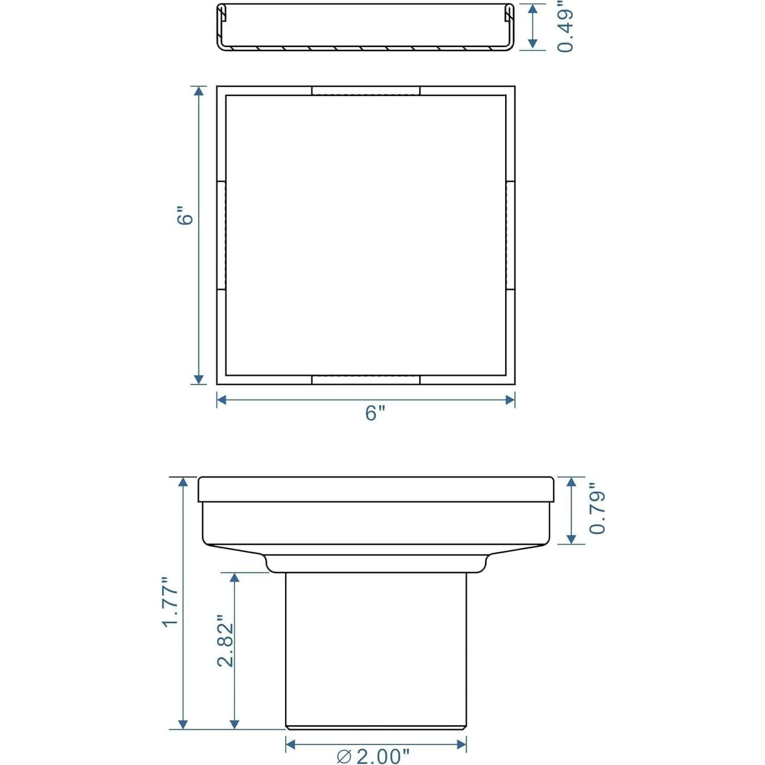 Desagüe de Ducha Cuadrado HIDROP 15.24 cm Acero Inoxidable Negro Mate