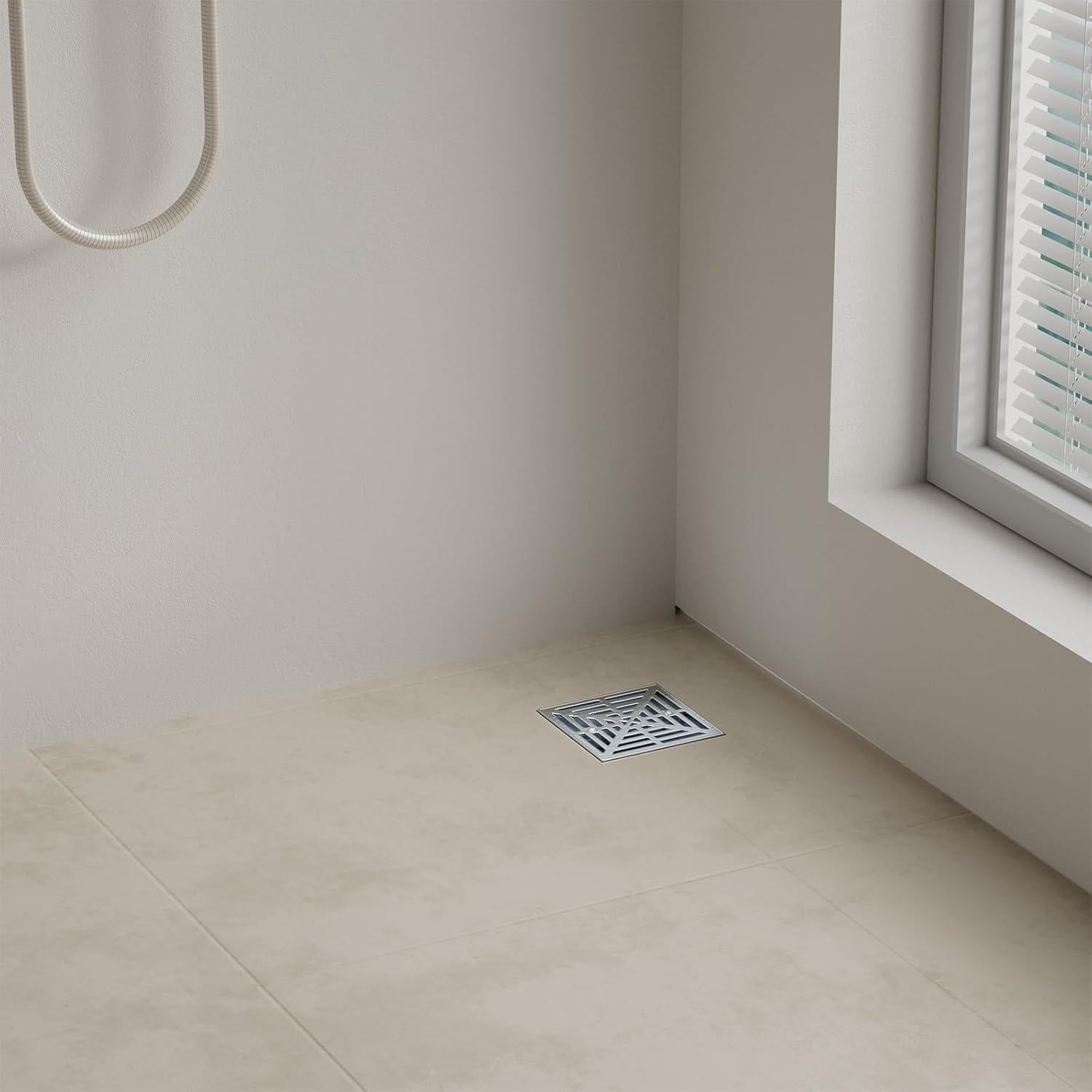 Desagüe de Ducha Cuadrado EXF 10.8 cm Níquel Cepillado