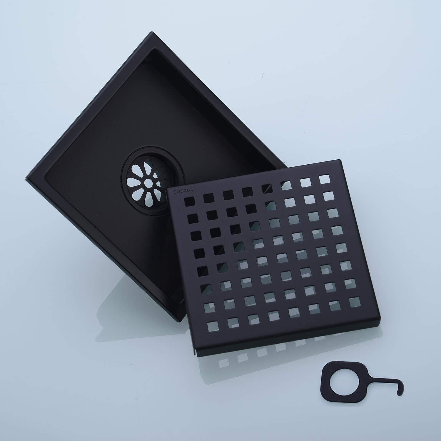 Desagüe de Ducha Cuadrado Orhemus 15x15 cm Acero Inoxidable Negro