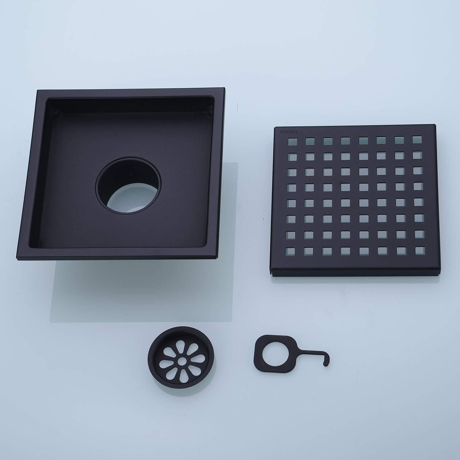 Desagüe de Ducha Cuadrado Orhemus 15x15 cm Acero Inoxidable Negro