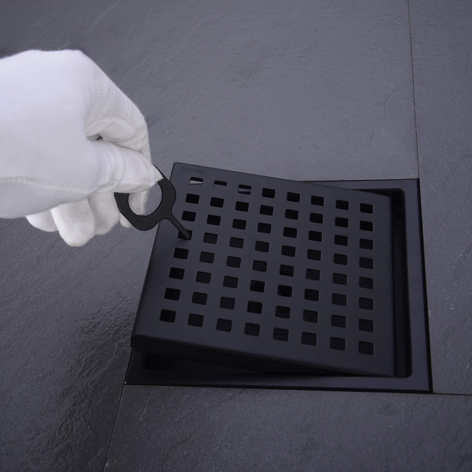 Desagüe de Ducha Cuadrado Orhemus 15x15 cm Acero Inoxidable Negro