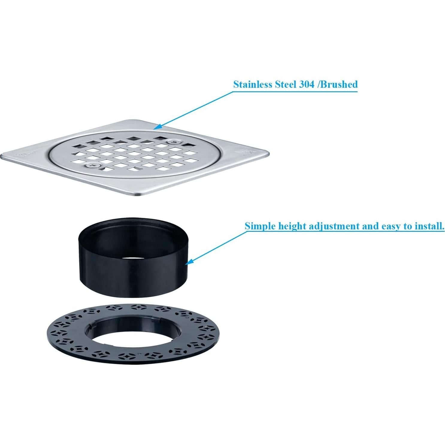 Desagüe Cuadrado 10.16 cm UNI-DRAIN Acero Inoxidable Cepillado
