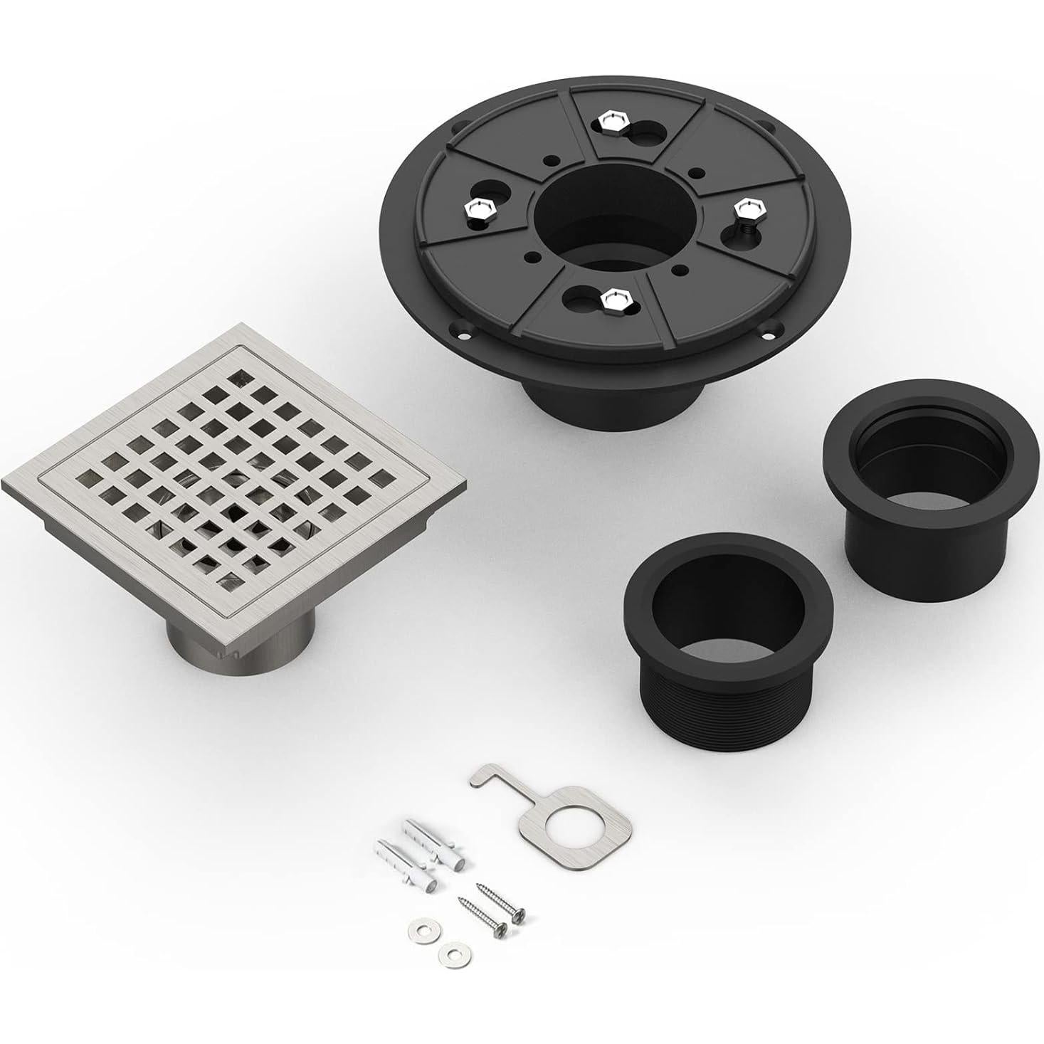 Desagüe de Ducha Cuadrado 10.16 cm DAULANDY Níquel Cepillado