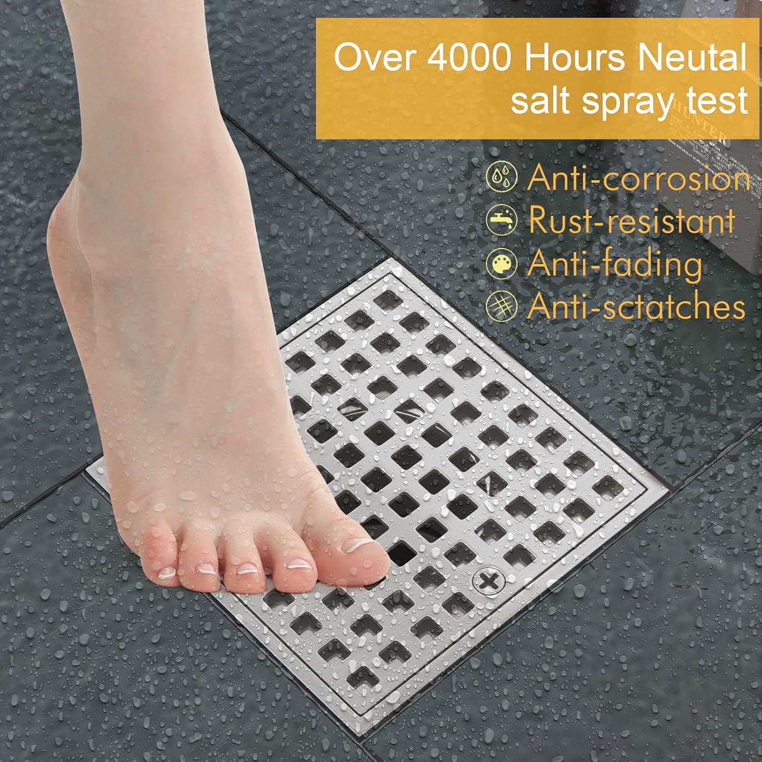 Desagüe de Ducha Cuadrado Yaseingoo 10 cm con Filtro de Cabello