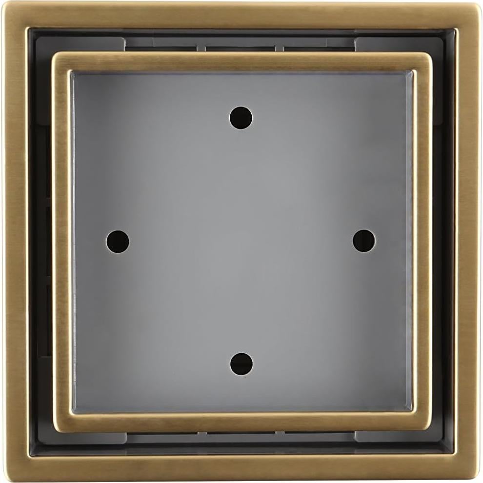 Desagüe de Ducha Cuadrado QM DRAIN Oro Acero Inoxidable 10.16cm