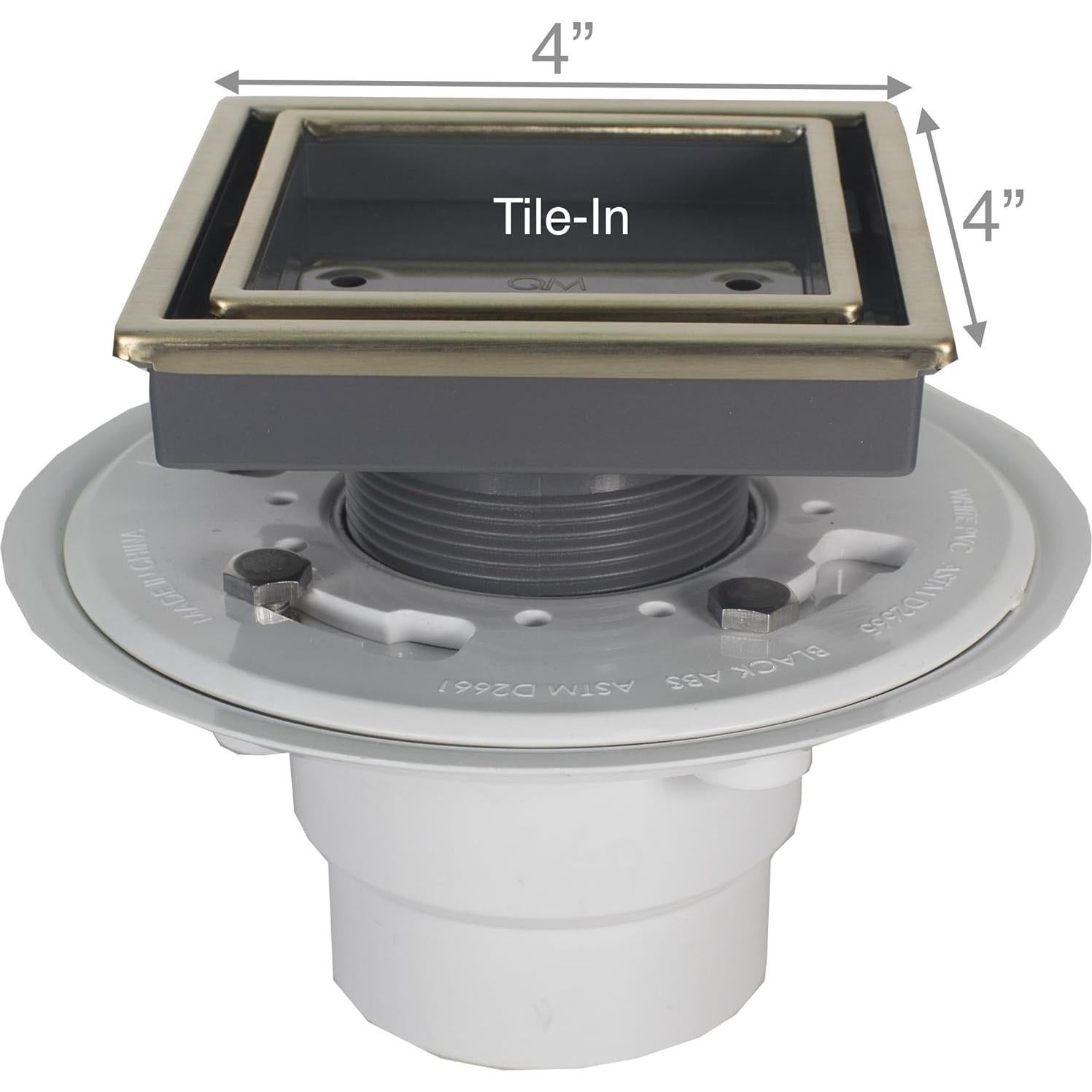 Desagüe de Ducha Cuadrado QM DRAIN Oro Acero Inoxidable 10.16cm