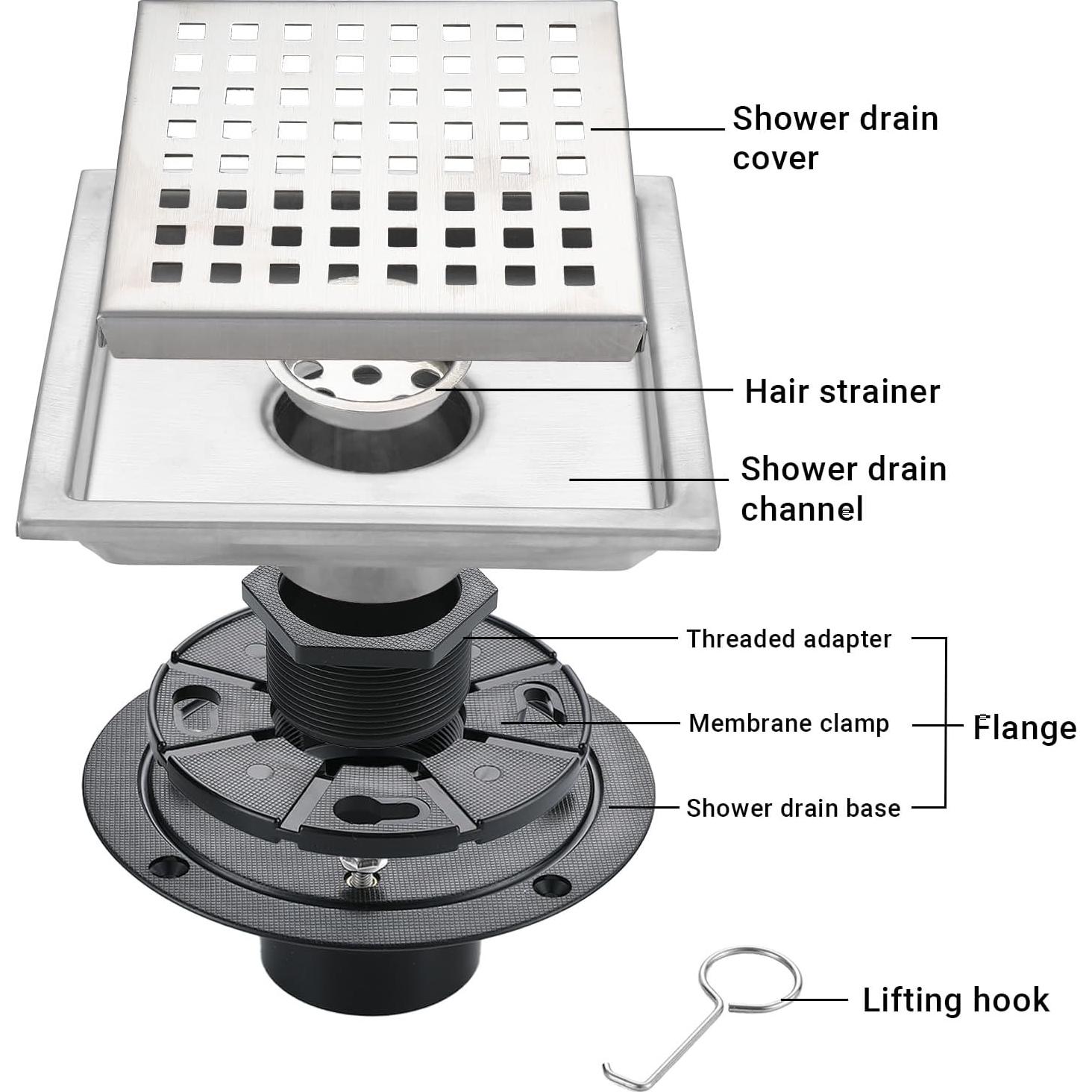 Desagüe Cuadrado TRJIKAG 10.16x10.16 cm Acero Inoxidable Níquel