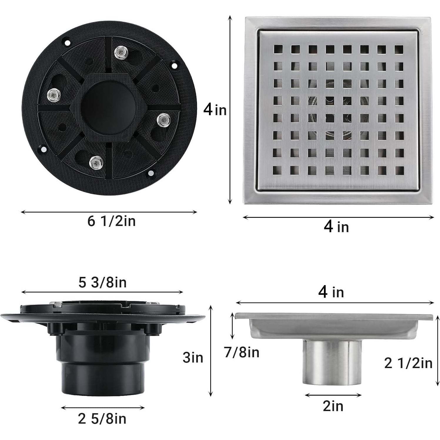 Desagüe Cuadrado TRJIKAG 10.16x10.16 cm Acero Inoxidable Níquel