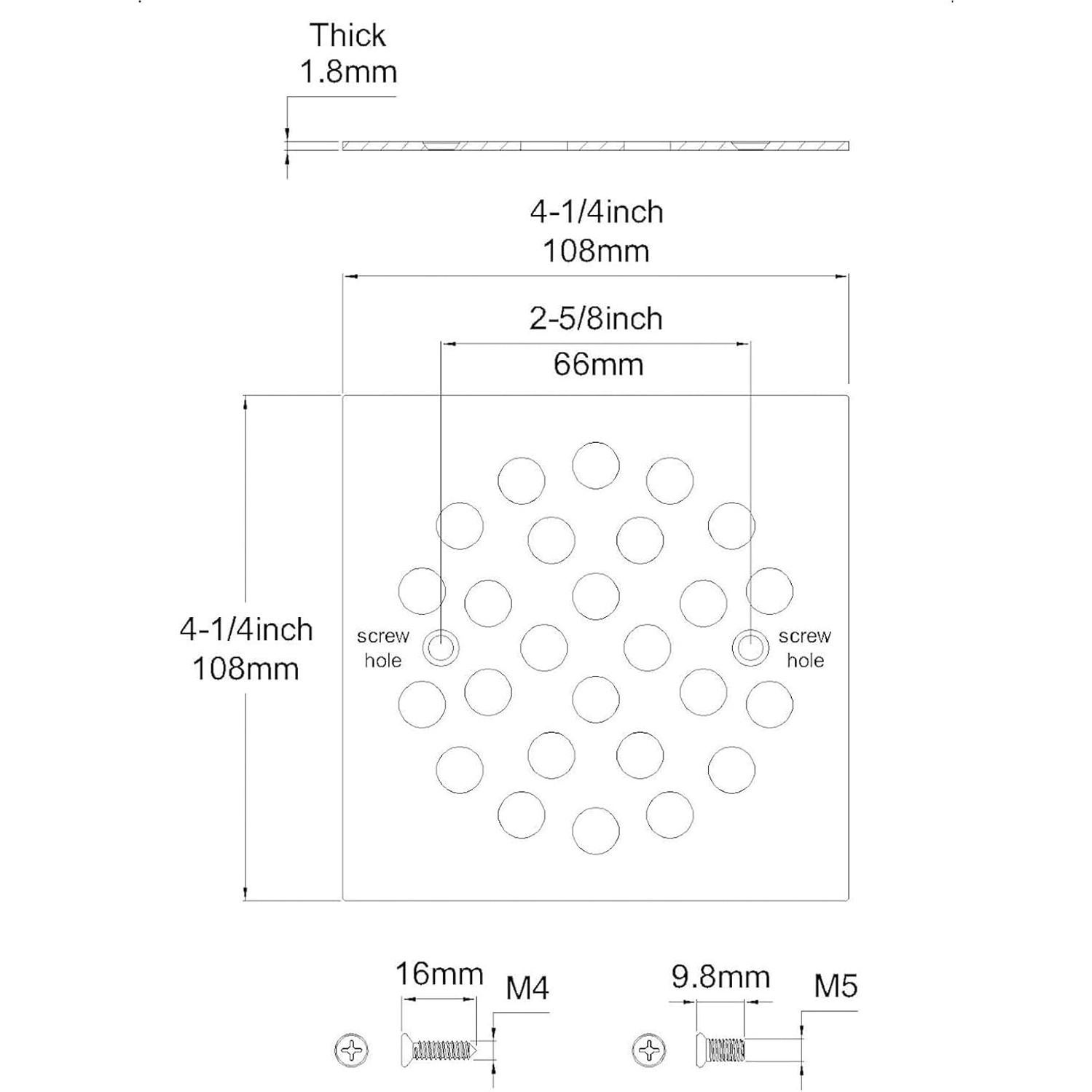 Tapa de desagüe de ducha Genpe 108mm acero inoxidable 304