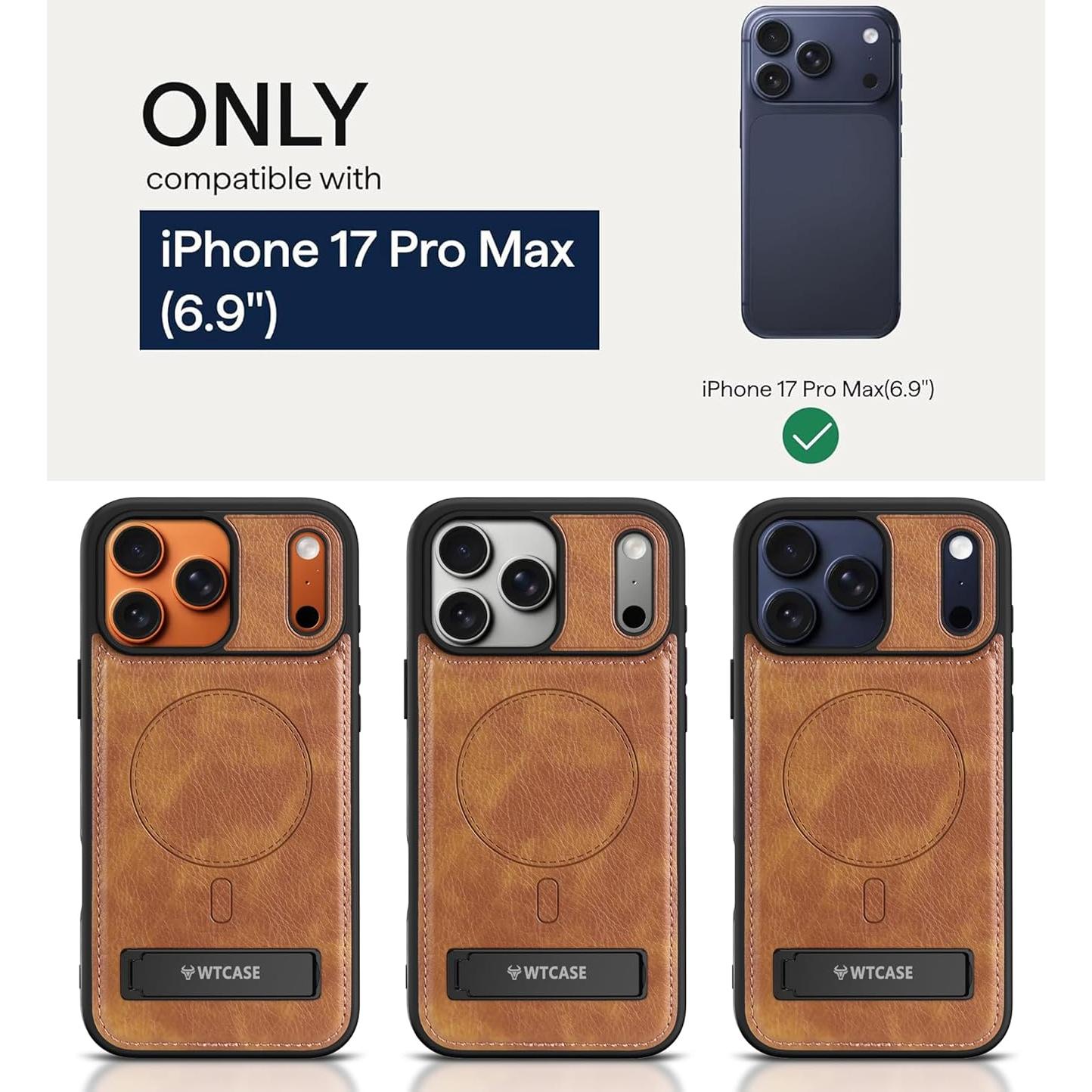 Funda Magnética de Cuero WEITE168 para iPhone 17 Pro Max