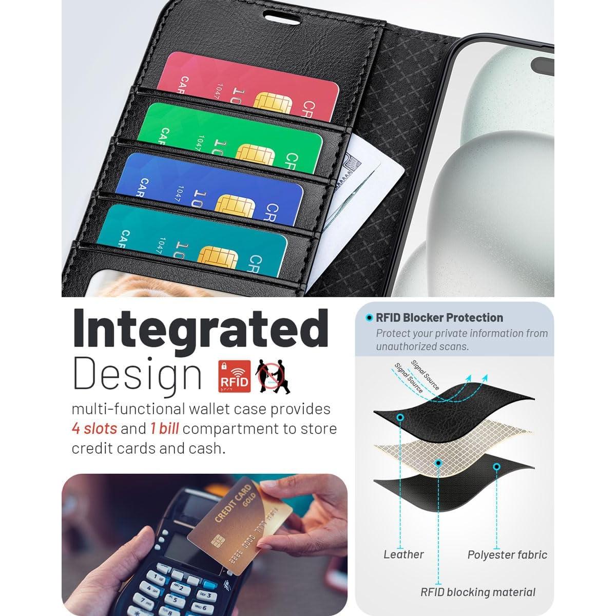 Funda de Cartera OCASE para iPhone Air 6.5" 2025, Negro