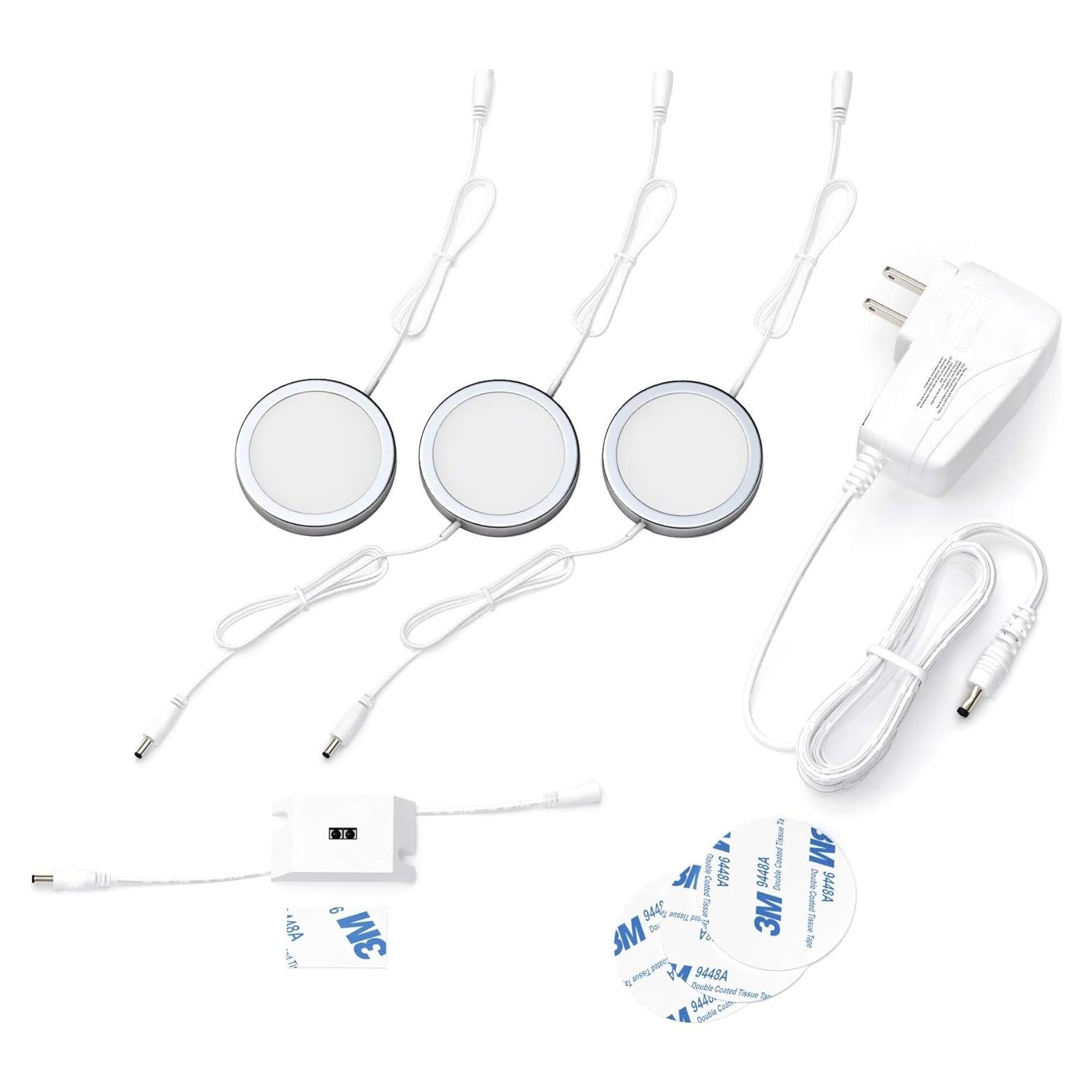 Luces LED EShine Puck Bajo Gabinete 3 Piezas Regulables