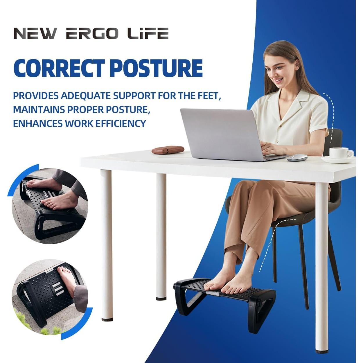 Reposapiés Ergonómico Blanco Ergo Life Ajustable 6 Posiciones