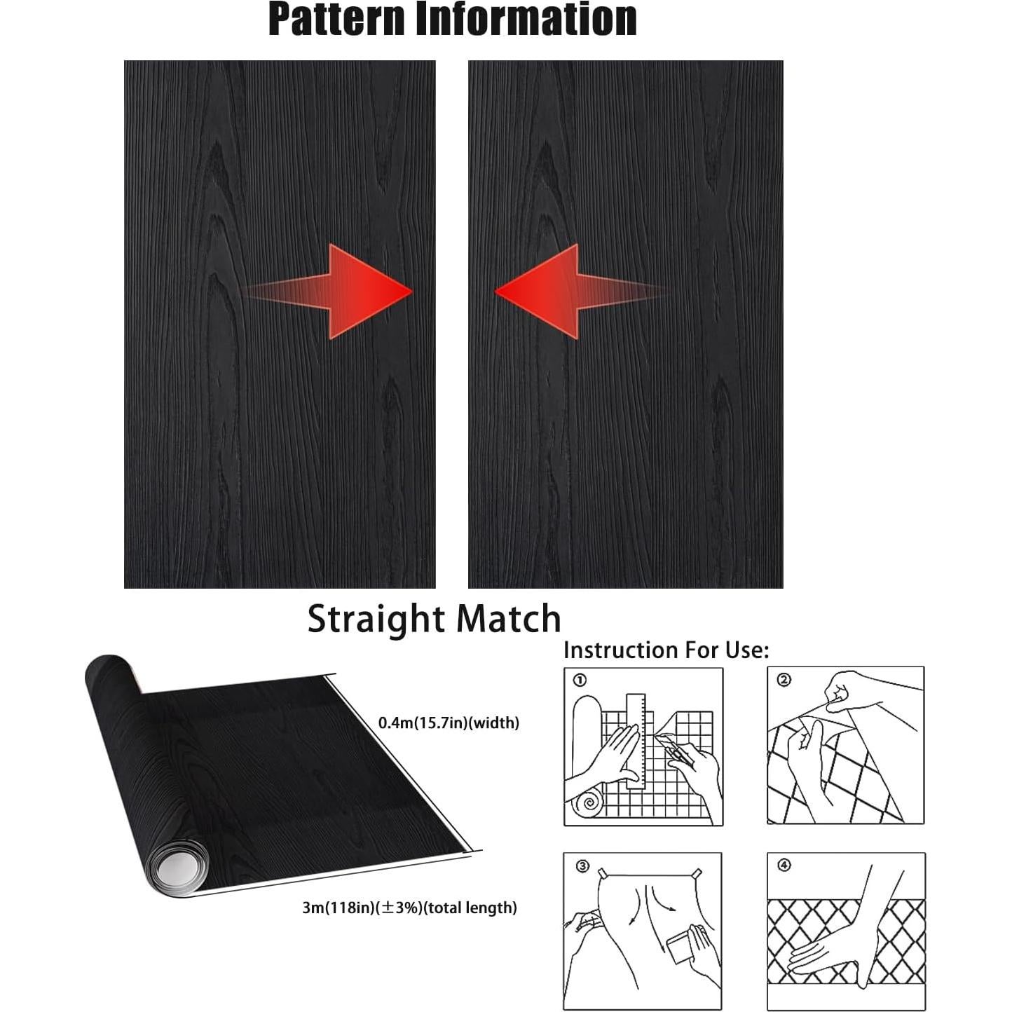 Papel Contacto Autoadhesivo Yancorp 40.64x304.8cm Negro Mate