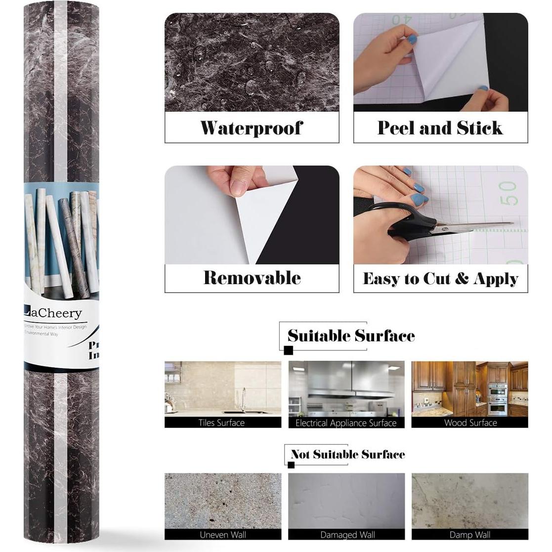 Papel Contacto Autoadhesivo LACHEERY Mármol 91x406 cm Impermeable