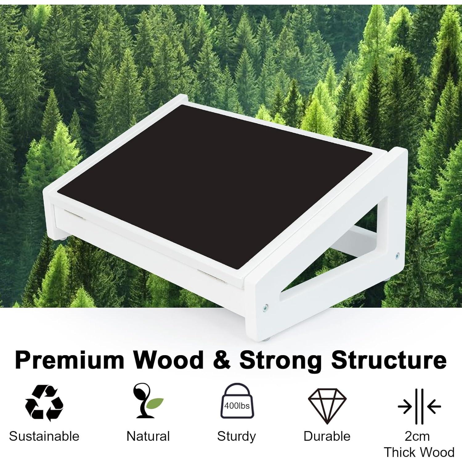 Reposapiés Ajustable WOOD CITY 2 en 1 Blanco para Oficina