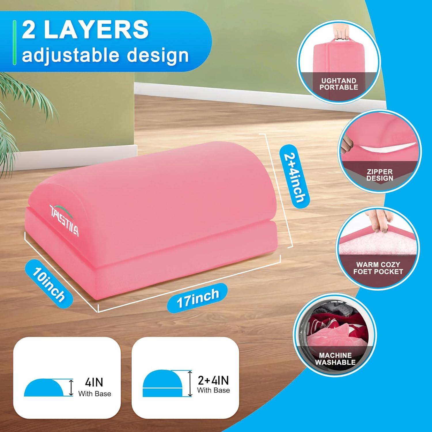 Reposapiés Ergonómico TALSTILA Ajustable 2 Alturas Rosa