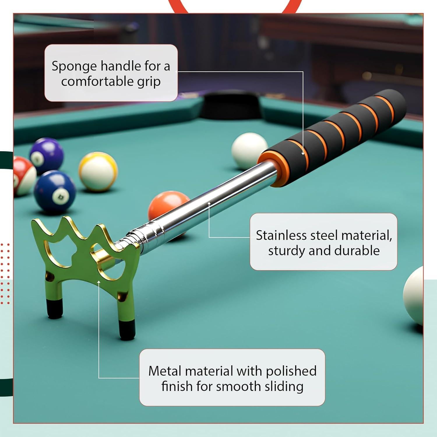 Soulchen 4 Palos de Puente de Billar Retráctiles 35-150 cm
