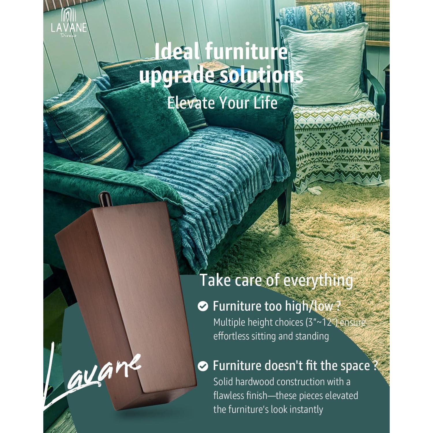 Patas de Madera Sólida La Vane 10cm Set de 4 para Muebles